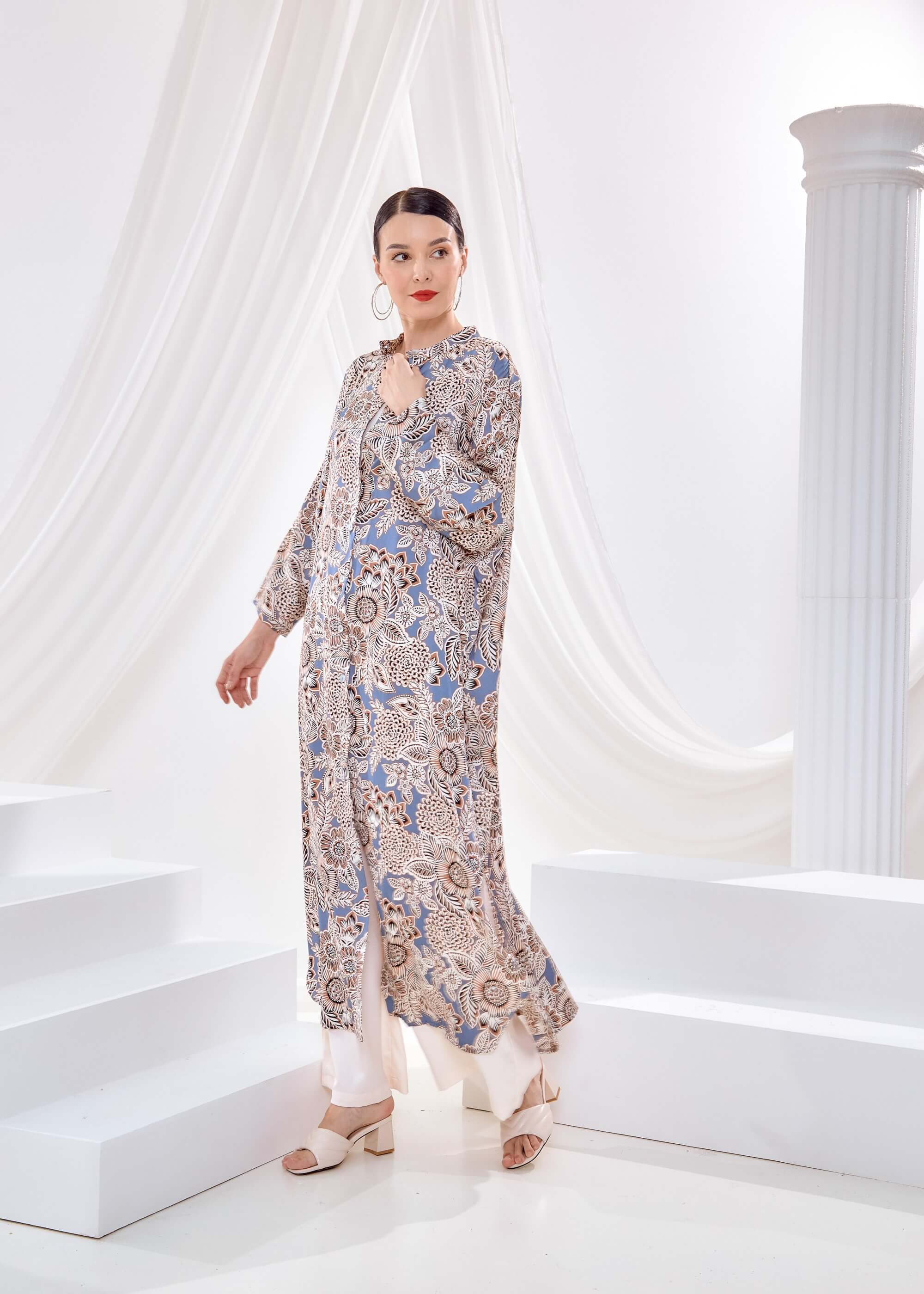 Bainun Blue Batik Printed Dress - V A R I A N T E